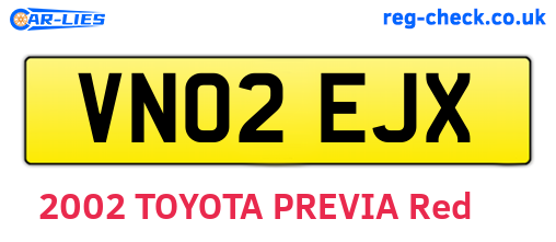 VN02EJX are the vehicle registration plates.