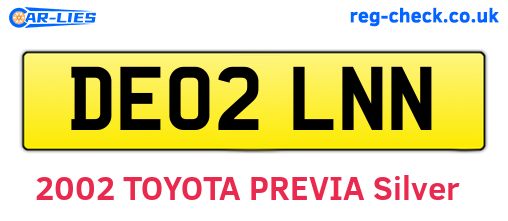 DE02LNN are the vehicle registration plates.
