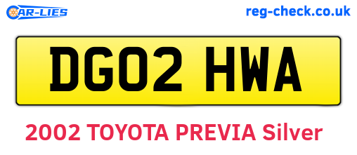 DG02HWA are the vehicle registration plates.