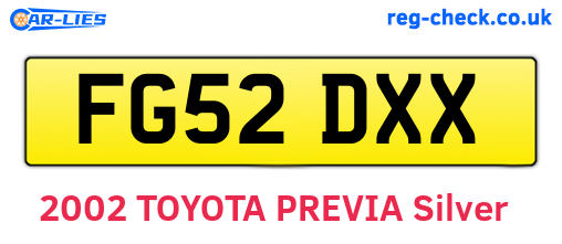 FG52DXX are the vehicle registration plates.