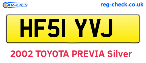 HF51YVJ are the vehicle registration plates.