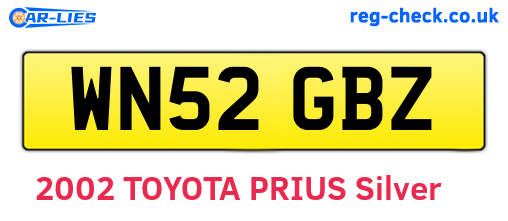 WN52GBZ are the vehicle registration plates.
