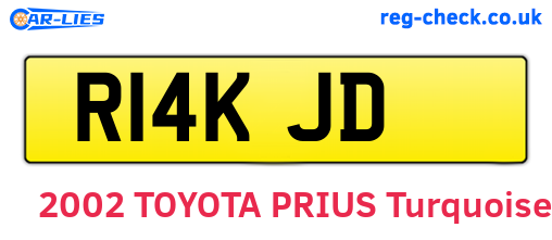R14KJD are the vehicle registration plates.