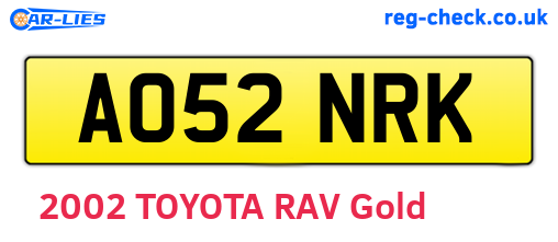 AO52NRK are the vehicle registration plates.