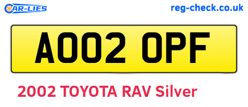 AO02OPF are the vehicle registration plates.