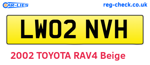 LW02NVH are the vehicle registration plates.
