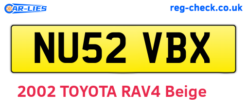 NU52VBX are the vehicle registration plates.