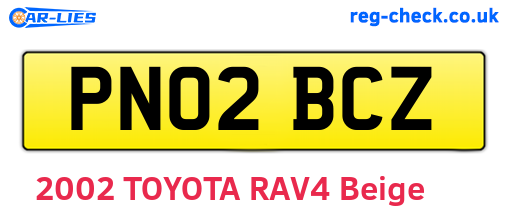 PN02BCZ are the vehicle registration plates.