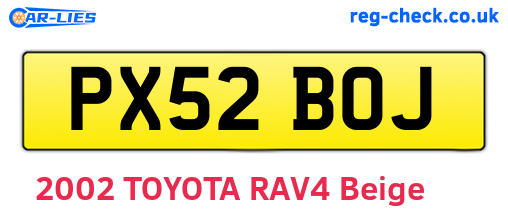 PX52BOJ are the vehicle registration plates.