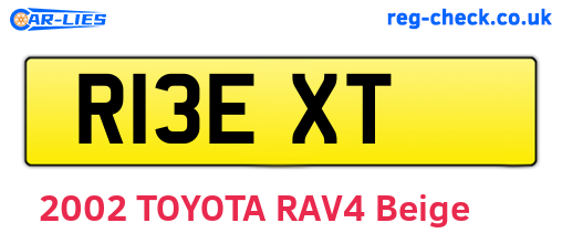 R13EXT are the vehicle registration plates.