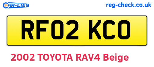 RF02KCO are the vehicle registration plates.