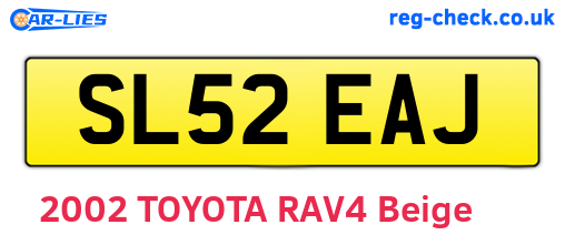 SL52EAJ are the vehicle registration plates.