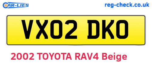 VX02DKO are the vehicle registration plates.