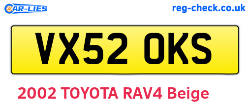VX52OKS are the vehicle registration plates.