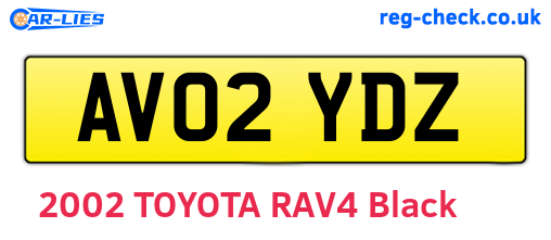 AV02YDZ are the vehicle registration plates.