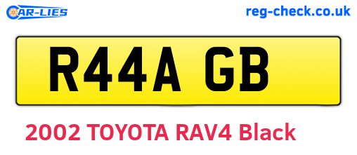 R44AGB are the vehicle registration plates.