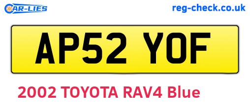 AP52YOF are the vehicle registration plates.