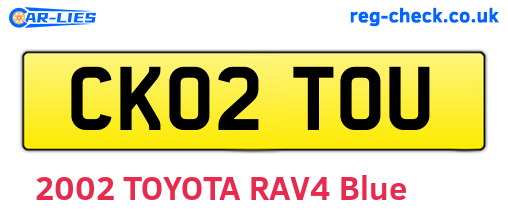 CK02TOU are the vehicle registration plates.