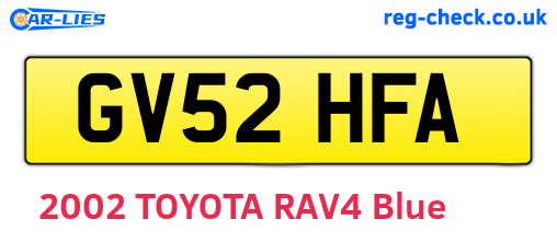 GV52HFA are the vehicle registration plates.