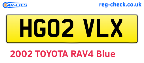 HG02VLX are the vehicle registration plates.