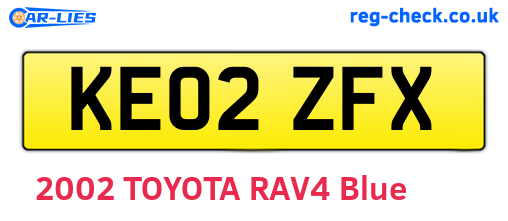 KE02ZFX are the vehicle registration plates.