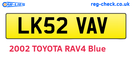 LK52VAV are the vehicle registration plates.