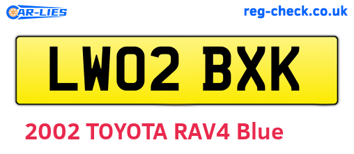 LW02BXK are the vehicle registration plates.