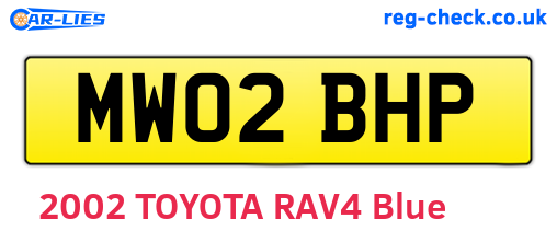 MW02BHP are the vehicle registration plates.