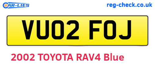 VU02FOJ are the vehicle registration plates.