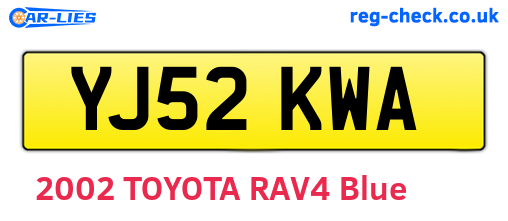 YJ52KWA are the vehicle registration plates.