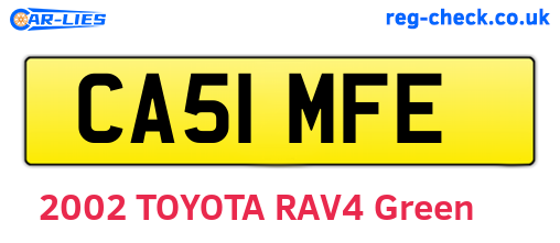 CA51MFE are the vehicle registration plates.