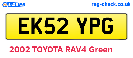 EK52YPG are the vehicle registration plates.