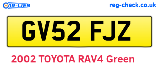 GV52FJZ are the vehicle registration plates.
