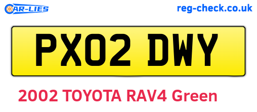 PX02DWY are the vehicle registration plates.