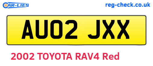 AU02JXX are the vehicle registration plates.