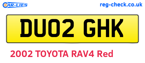 DU02GHK are the vehicle registration plates.
