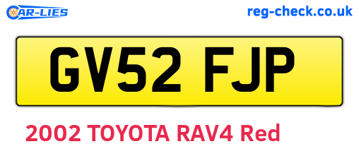 GV52FJP are the vehicle registration plates.