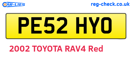 PE52HYO are the vehicle registration plates.