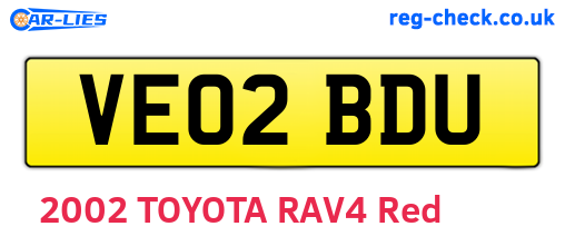 VE02BDU are the vehicle registration plates.