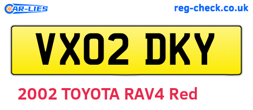 VX02DKY are the vehicle registration plates.
