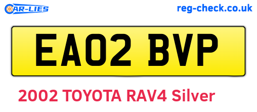 EA02BVP are the vehicle registration plates.