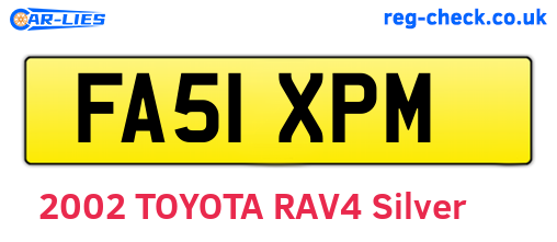 FA51XPM are the vehicle registration plates.