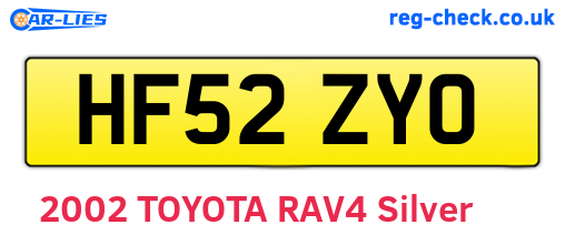HF52ZYO are the vehicle registration plates.