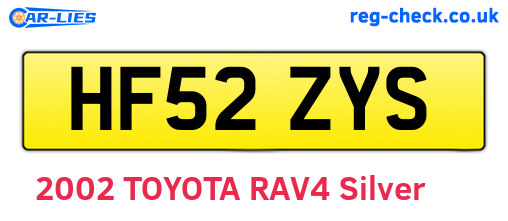 HF52ZYS are the vehicle registration plates.
