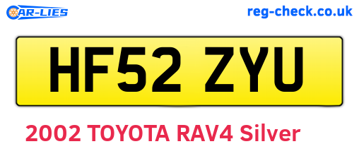 HF52ZYU are the vehicle registration plates.