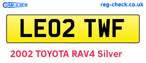 LE02TWF are the vehicle registration plates.