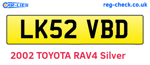 LK52VBD are the vehicle registration plates.
