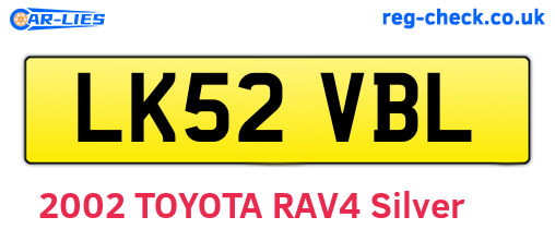 LK52VBL are the vehicle registration plates.