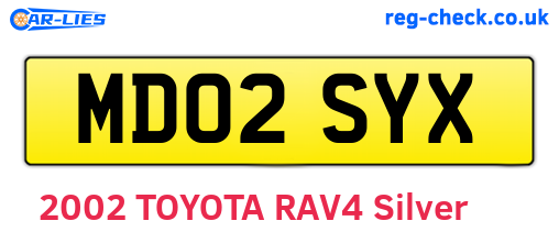 MD02SYX are the vehicle registration plates.