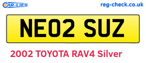 NE02SUZ are the vehicle registration plates.